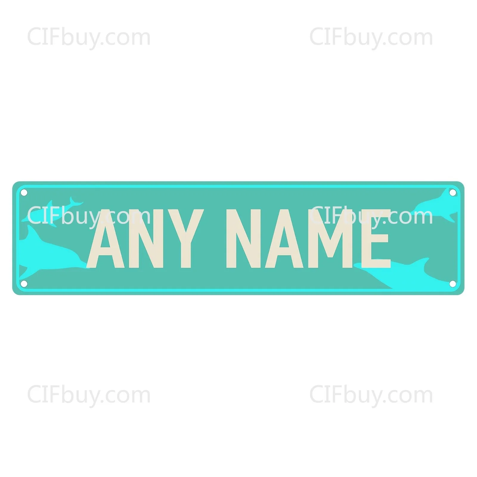 Personalized 2D Dolphin Metal Sign, Custom Logo 15.75x3.94in, Foil Plaque For Bar Cafe, Home Decor Only, Gift