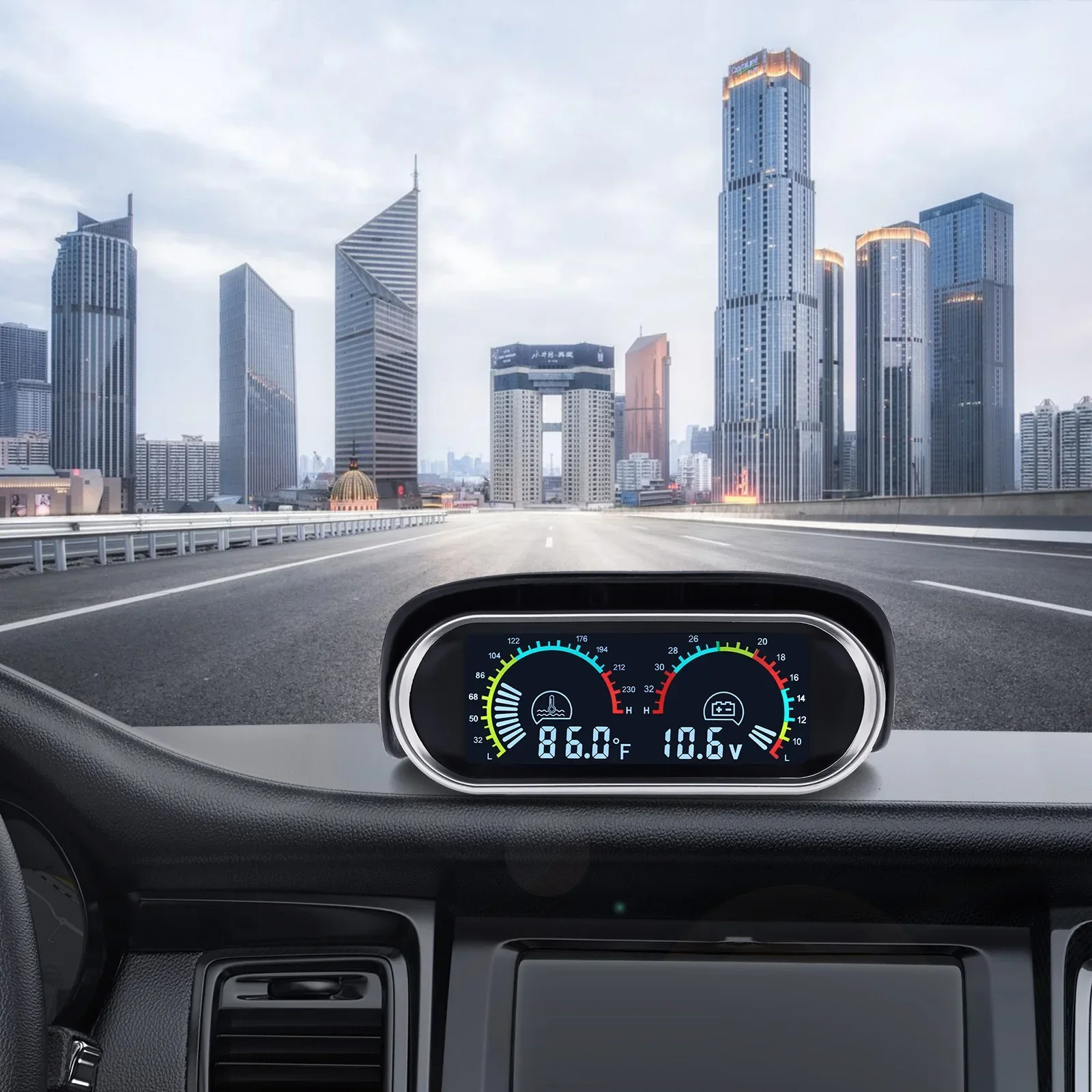 

2in1 LCD Car Digital Water Temperature/voltage Gauges Digital Horizontal 12v 24v Accessories with 10mm Sensor