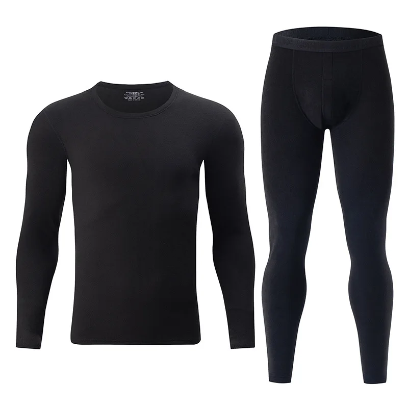 

Men's Thermal Underwear Se Round Neck Long-Sleeve Top Leggings Soft Base Layer Elastic Waist Slim-Fit Undershirt Warm Loungewear