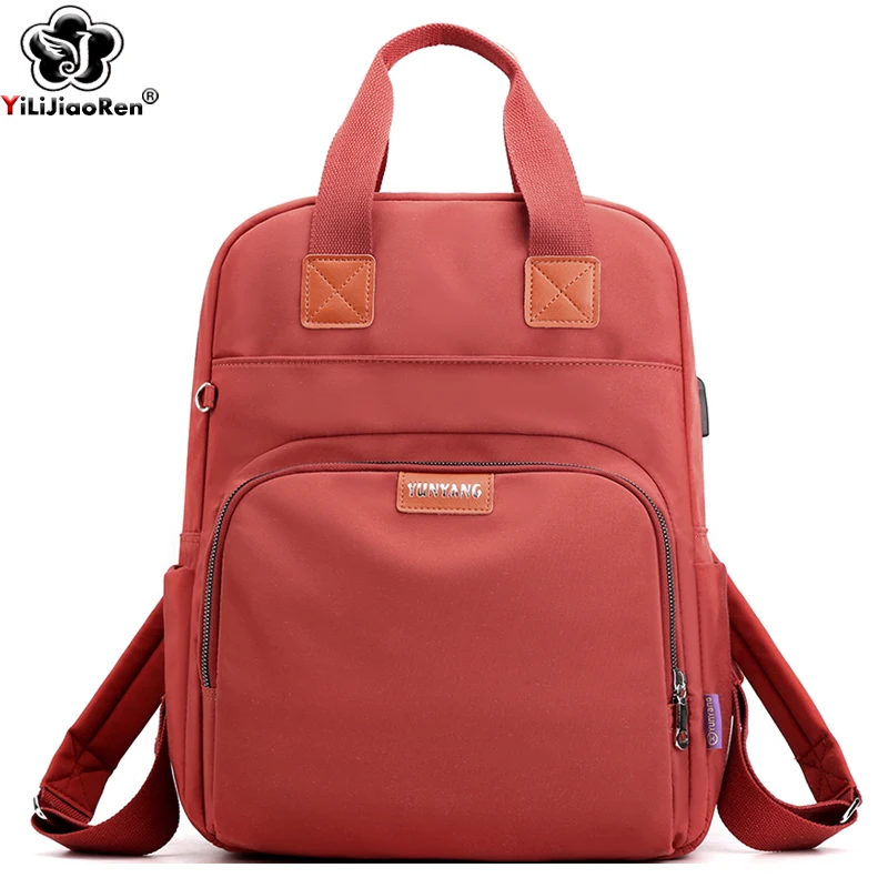 

Fashion Daypack Women USB Charge Waterproof Nylon Backpack Large Capacity School Bag for Girls Lightweight Travel Rucksack