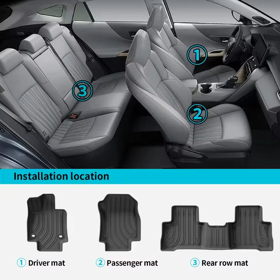 For Toyota Harrier 80 Venza 2021-2025 Car Trunk Mat TPE Foot Mats All Weather Anti-Slip Rear Trunk Cargo Liner Anti Dirty Pads