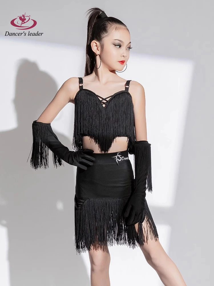 Latin Dance Professional Dress High-end Black Tassel Flower Dress Tango Female Standard Stage Professional Clothing