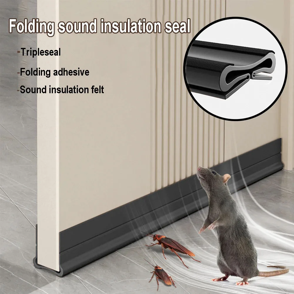 93cm PVC Door Bottom Seal Self-Adhesive Weatherstrip for Wind Dust Proof Soundproofing Flexible Self-adhesive Sealing Strip