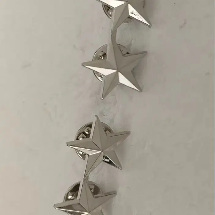 MINI par de insignia de rango general principal de 2 estrellas de oficial del ejército de EE. UU., PIN de solapa, recreación militar