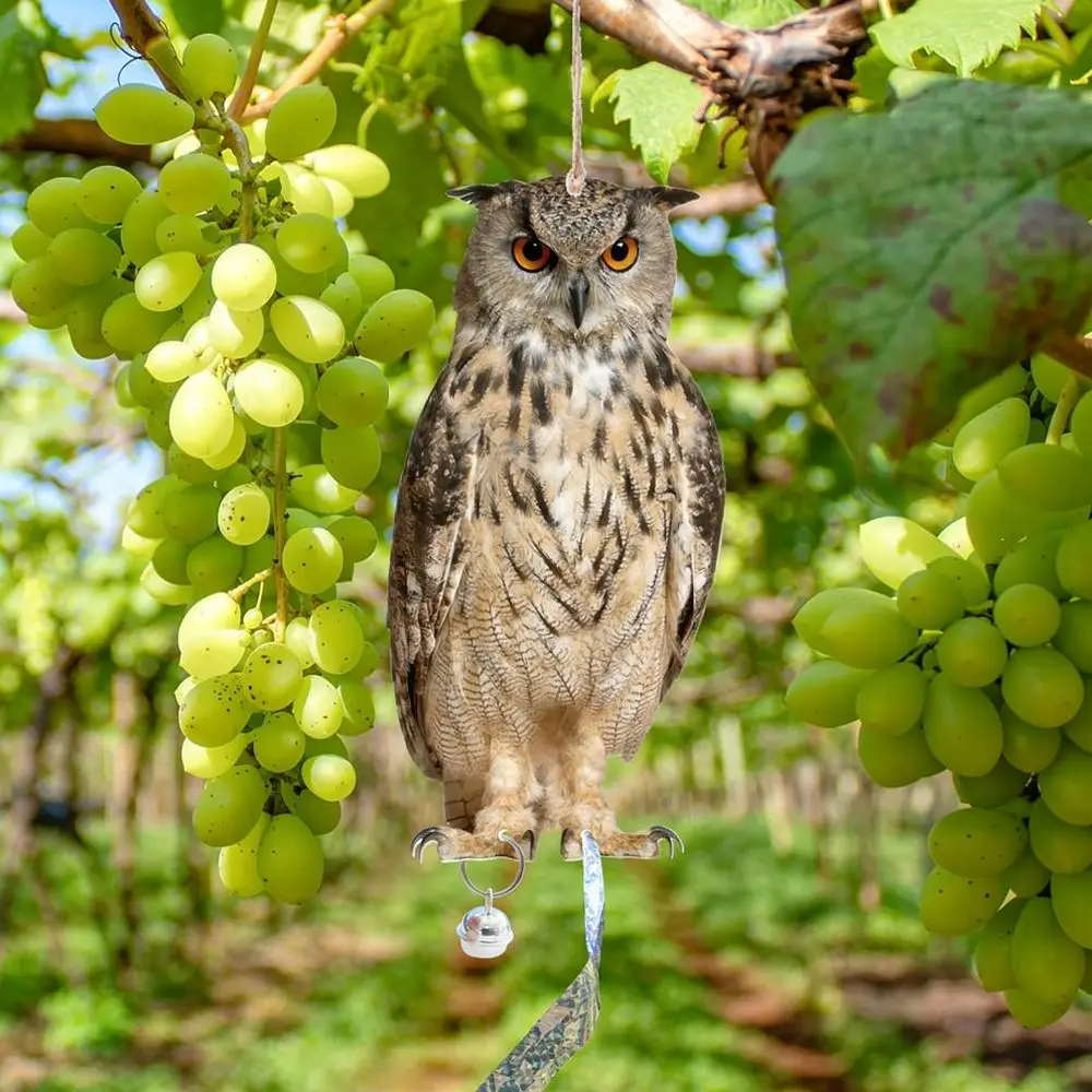 Outdoor Decorative Owl Pendant Garden Bird Deterrent Hanging Ornament Reflective Wall Art For Patio Backyard Home Decoration
