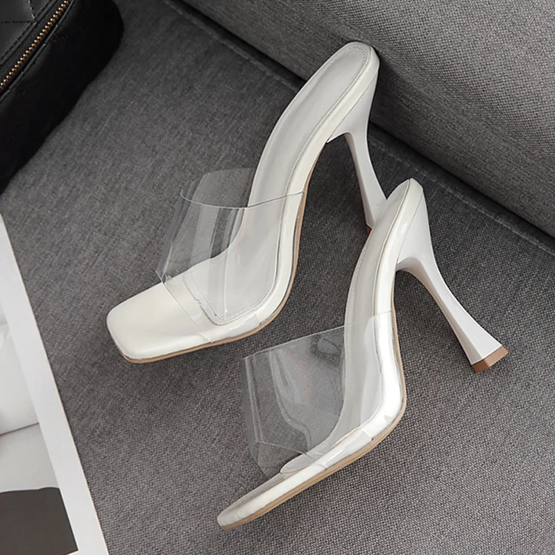 

Liyke прозрачные тапочки из ПВХ для женщин, летние уличные пикантные туфли-лодочки на тонком высоком каблуке 11 см, летние вечерние модельные туфли