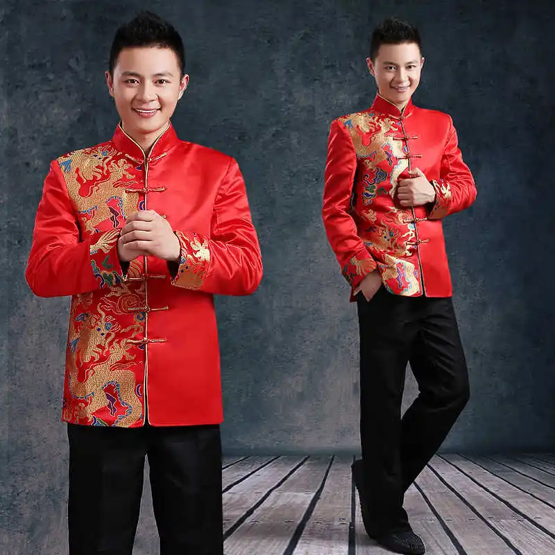 Traditional Men 's Chinese style Groom Gown Top Shirt Men cheongsam Tang Suit Vintage Clothing jacket For overseas Chinese