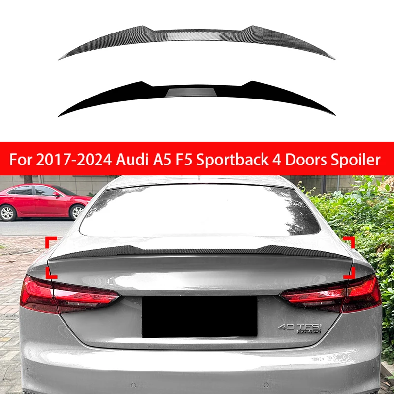 

For Audi A5 F5 Sportback 4 Doors 2017-2024 M4 Style Car Rear Spoiler Tail Wing Trunk Lip Trim Body Kit Car Accessories