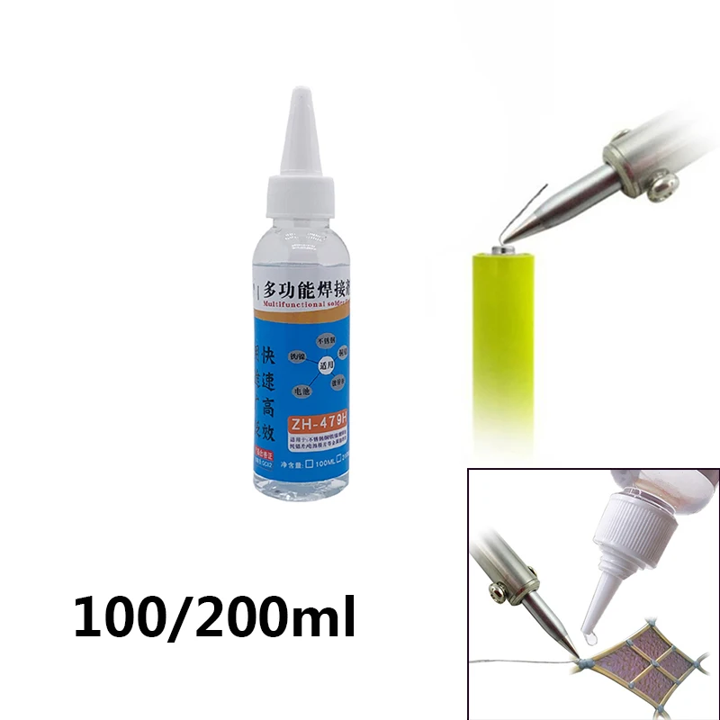 Solder fluks cairan, solder Stainless Steel nikel tembaga 100ml/200ml, pasta tidak beracun, solder cair fluks cepat las