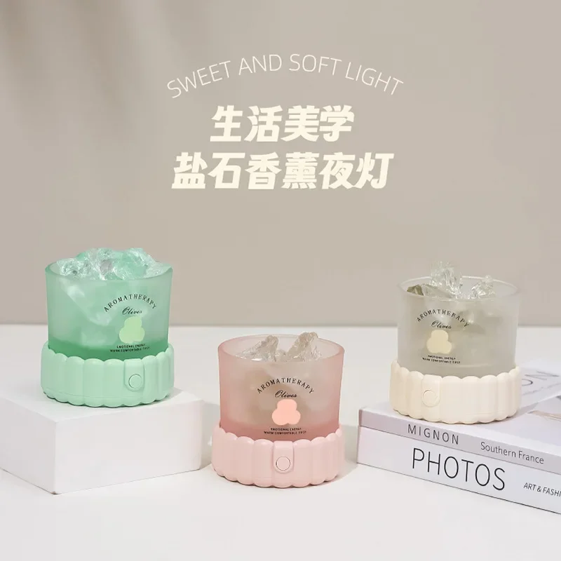 AromatherapyNight Light Bedroom Desktop Decoration Atmosphere Night Light Simple Fire-Free Crystal Essential Oil Aroma Diffuser