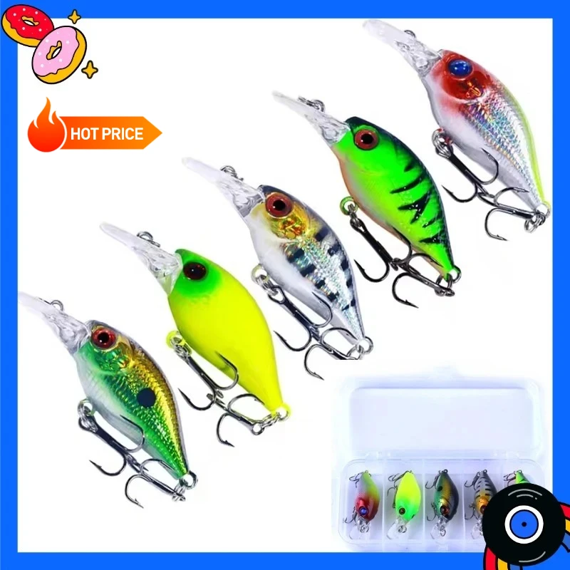 

New 5Pcs Crankbait Rock Fish Bass Fishing Lure Set 4.4g 5cm Artificial Baits Topwater Crank Wobblers For Pike Crankbaits Fishing