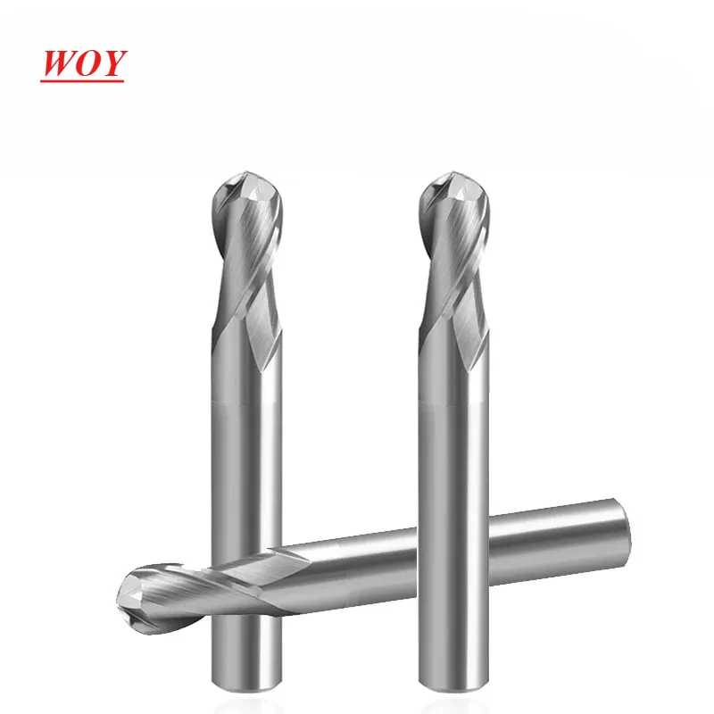 

WOY R0.5-R6.0mm 11-Piece-Set Tungsten Steel Ball Nose Milling Cutter HRC55 2-Flute For Aluminum CNC Machining Endmills Tools