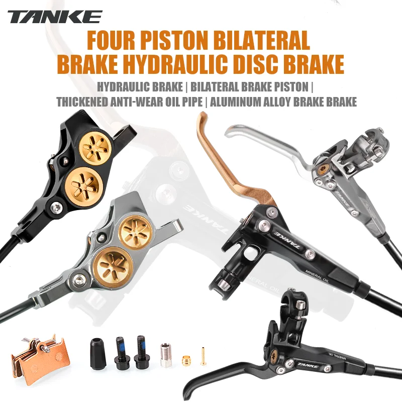 AliExpress TANKE MTB 4 Piston Hydraulic Disc Brake 2200mm Split-type Oil Pressure Brake Mountain AM DH E-bike Road Bike Brake caliper