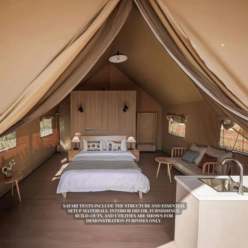 Lodestar Waterproof Canvas Glamping Lodge Tent with Bathroom Windproof  UV Resistant 24-83㎡ for Luxury Hospitality Resort & Camp