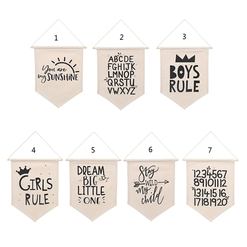 

7 Style Kids Room Wall Hanging Canvas Number Letter Banner Home Decor Newborn Baby Photography Prop Accessory Nursery Decoration