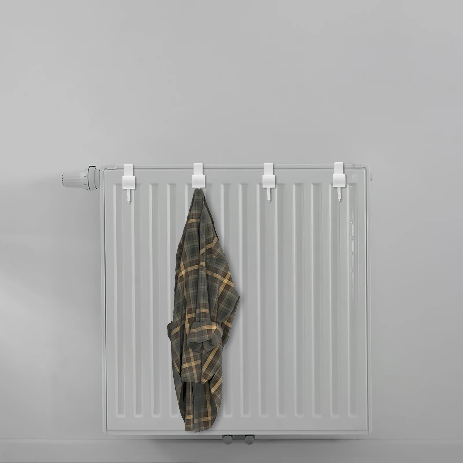 

2pcs Plastic Clothes Hats Laundry Storage Space-Saving Garment Heater Mount Indoor Hanging Rack For Clothes Drying Rack