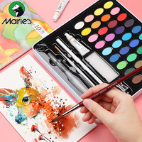 36 Color Watercolor Paint Student Hand Painting Portable Painting Tools Iron Box Solid Watercolor Set with Brush