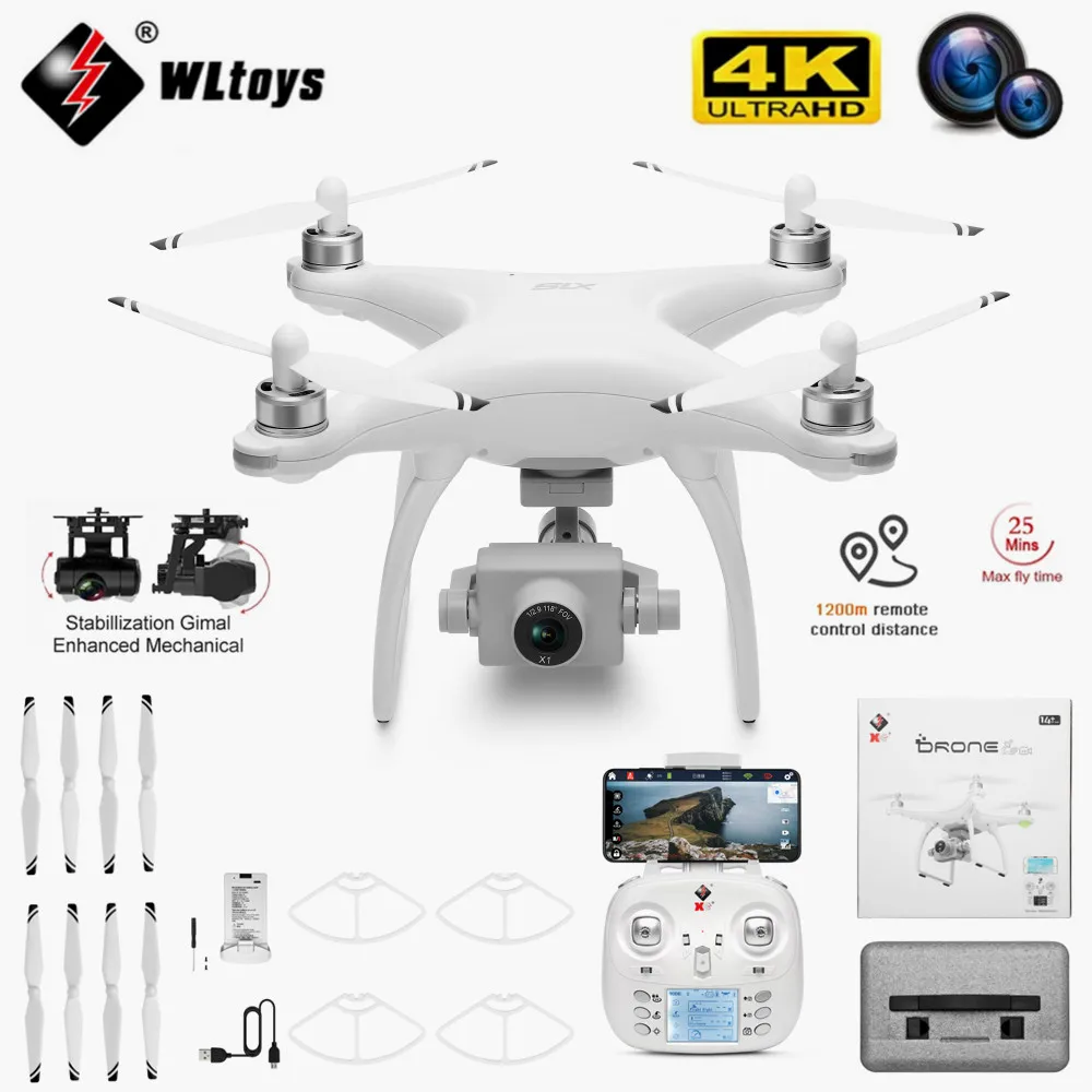 

WLtoys X1S-4K HD 5G WIFI FPV GPS Professional High-definition Dual 3-axis Gimbal Drone Helicoptero Control RC Drone Quadcopter