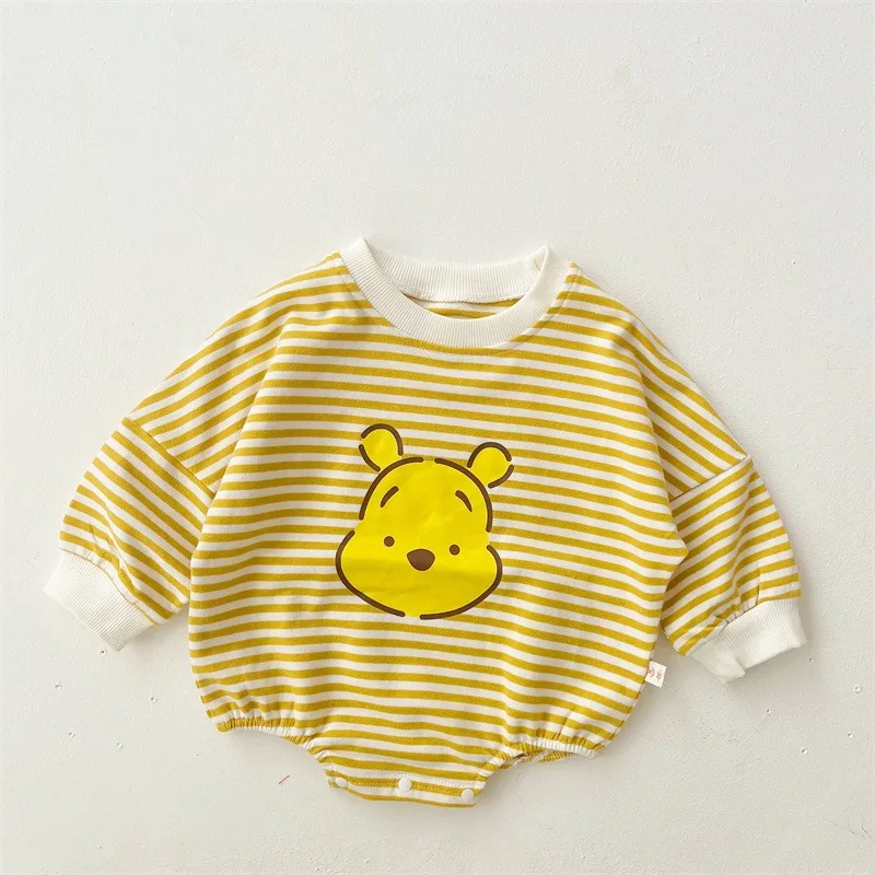 Yellow Collection Spring Autumn Baby Girl Boy Round Collar Long Sleeves Cartoon Bear Bodysuit/Romper Newborn Jumpsuit K31266