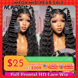 Wowangel 13x6 HD Lace Frontal Wig Loose Deep Wave Wigs Melt Skin 34inch HD Lace Front Human Hair Wig Brazilian Hair Pre Plucked