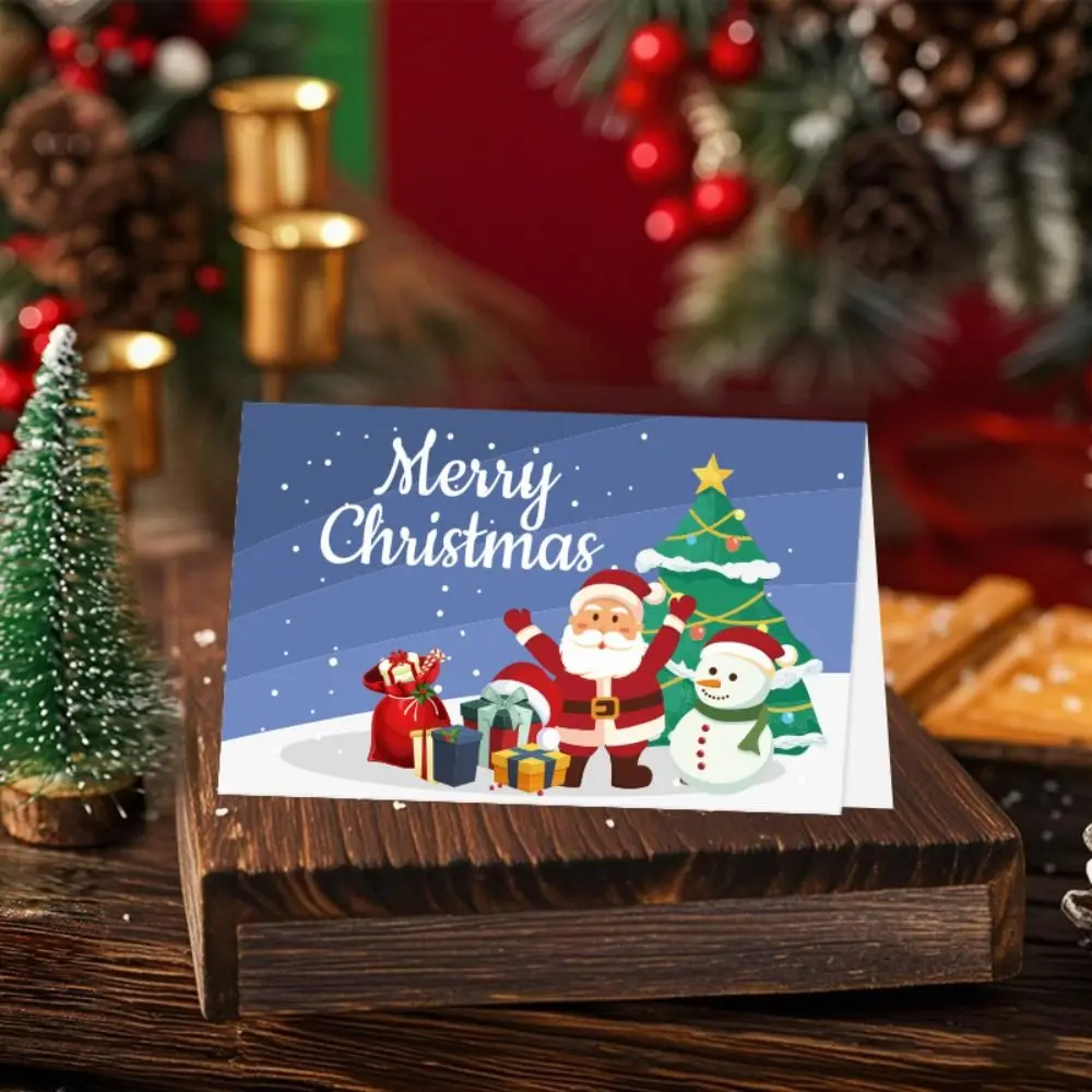 

6Pcs Handmade Christmas Greeting Cards Stickers with Envelopes DIY Xmas Card Folding Design Exquisite Christmas Gift Card Party