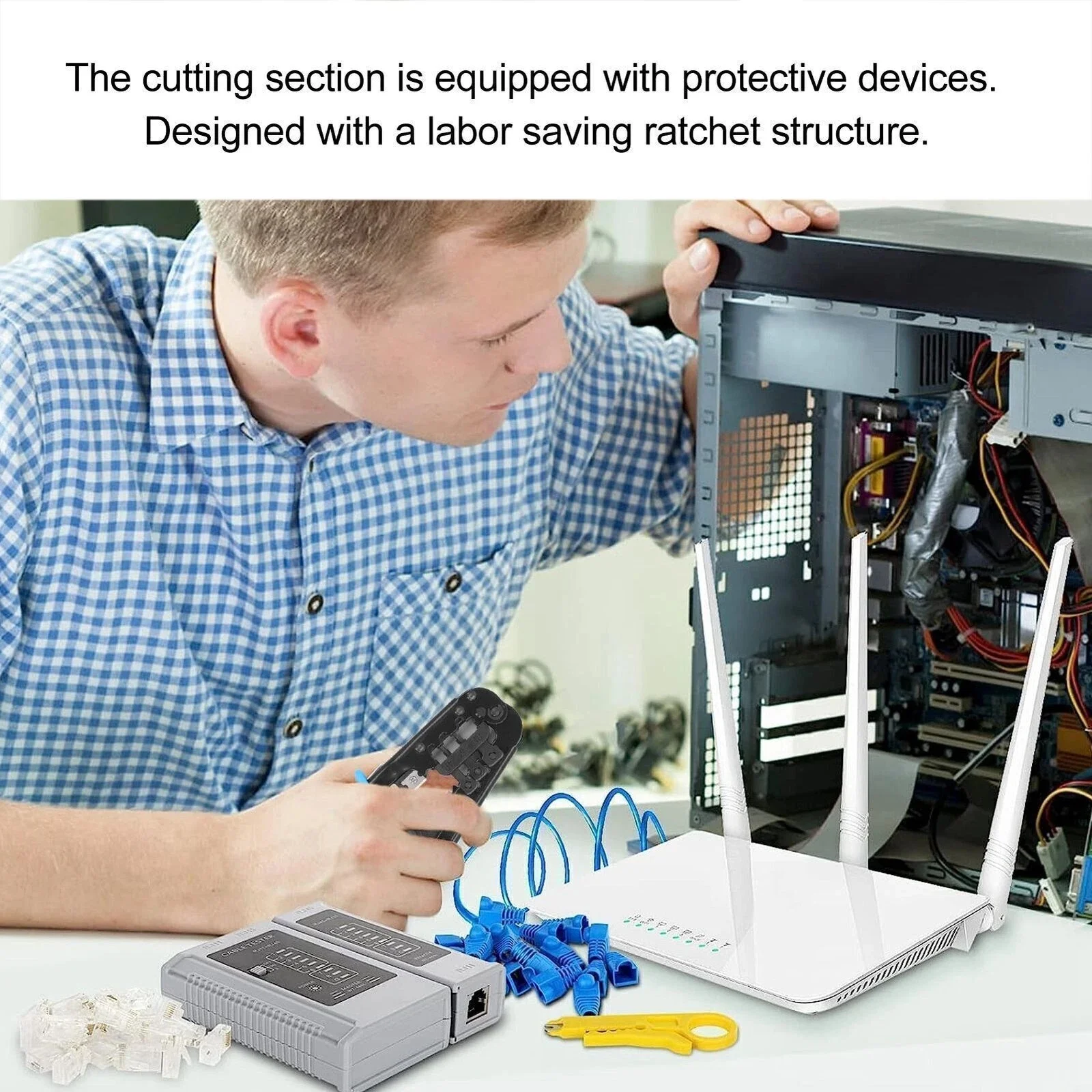 Netzwerkkabel Crimpzange CAT5 Ratschen Crimper RJ Connector Crimpzange