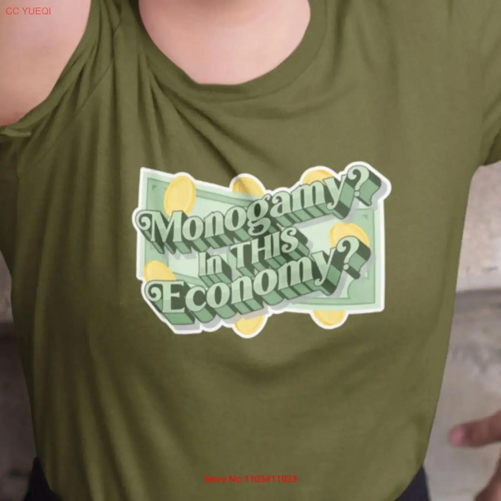 Monogamy dans cette économie polyamame t-shirt vintage lavé étiré élégant polyvalent homme unisexe mode