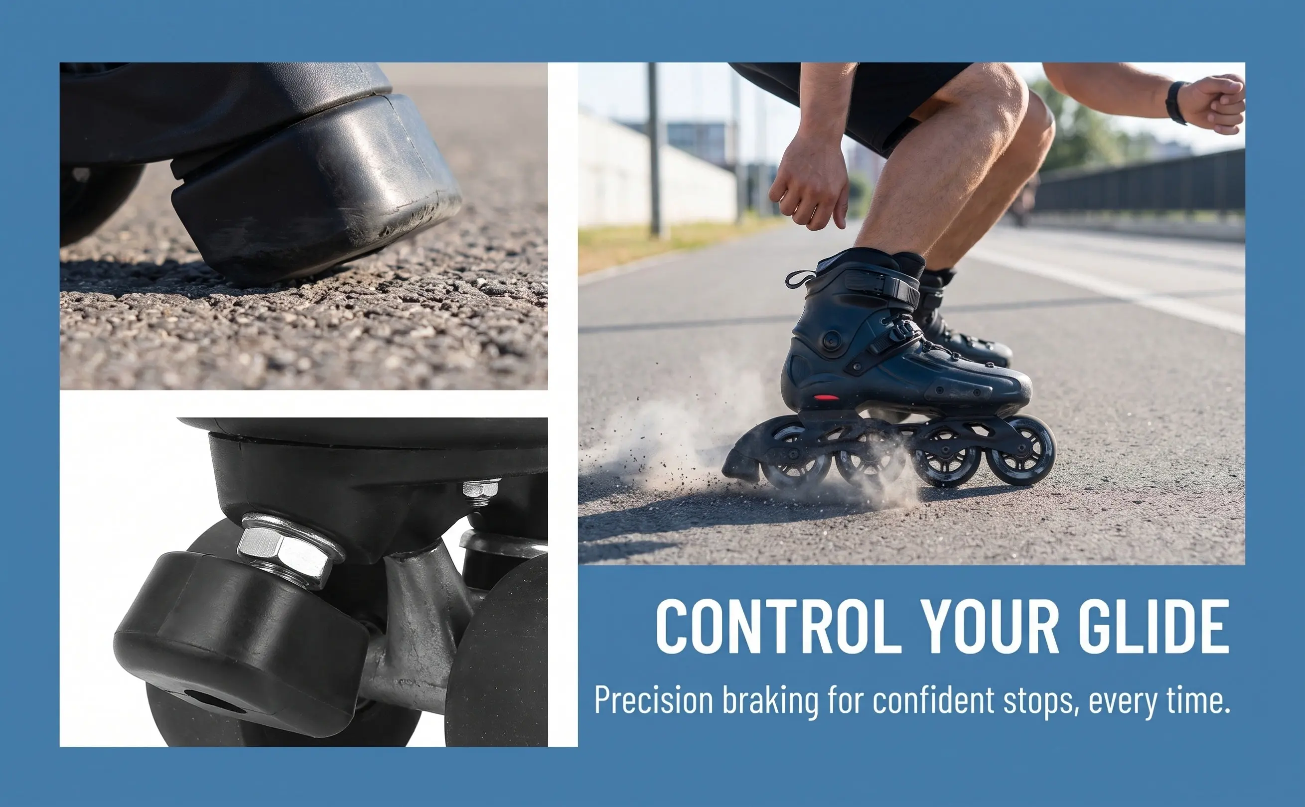 1Set Roller Skate Brake Blocks PU Plastic Compact Replacement Front Roller Skates Brake Stoppers Wear Resistant Skating Safety