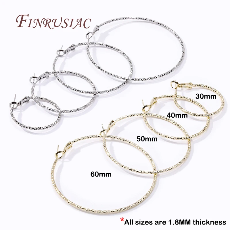 Fashion 14K Gold Plated Women's Huggie Earrings 30/40/50/60MM Large Circle Round Hoop Earrings Female Girls Party Jewelry Gift