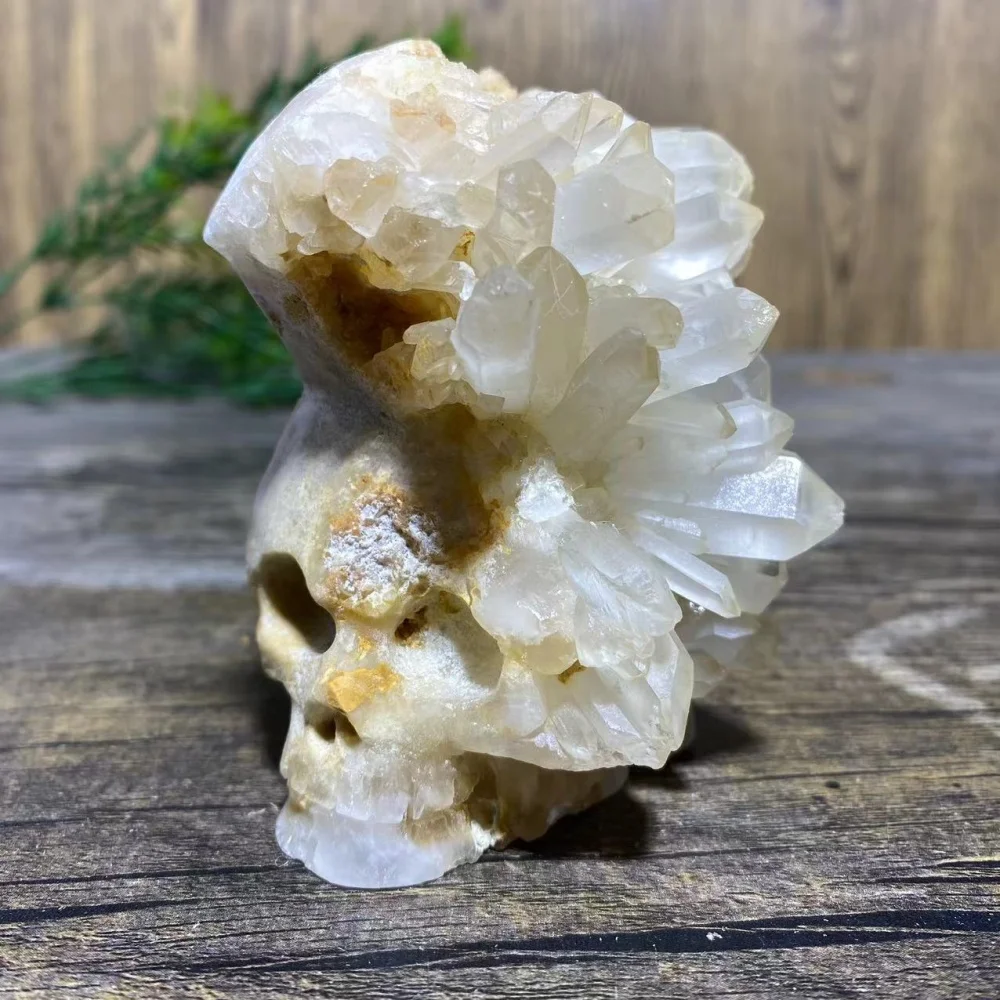 Crystal Natural Clear Quartz Cluster Skull Stone Specimen Free Form Gemstone Decoration  Beauty Healing Home Mineral