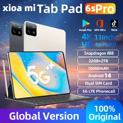 Xioami Wersja Oryginalna Pad 6S Pro HD 4K Android 14.0 Snapdragon 888 11 cali 22 GB + 2 TB 10000 mAh Tablet PC 5G Dual SIM WIFI Mi Tab