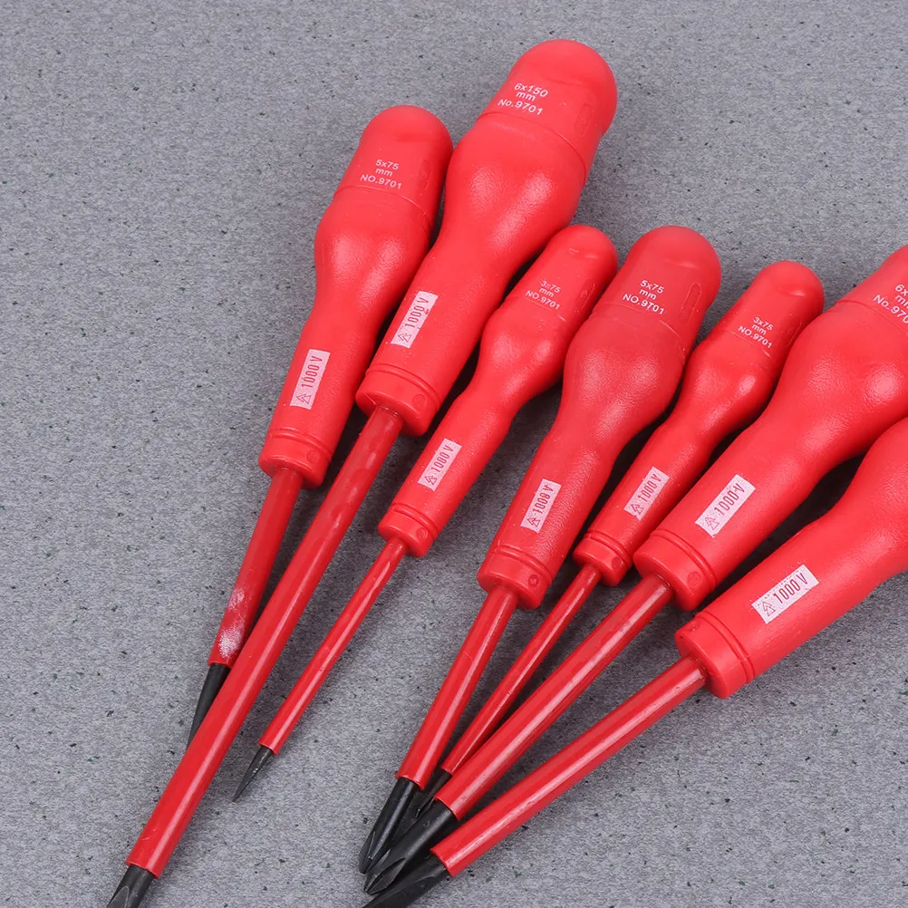 7Pcs Insulated Screwdriver Set Heavy Duty PP Cloth Metal Construction Ergonomic Handle Easy Clean Compact Carry Bag