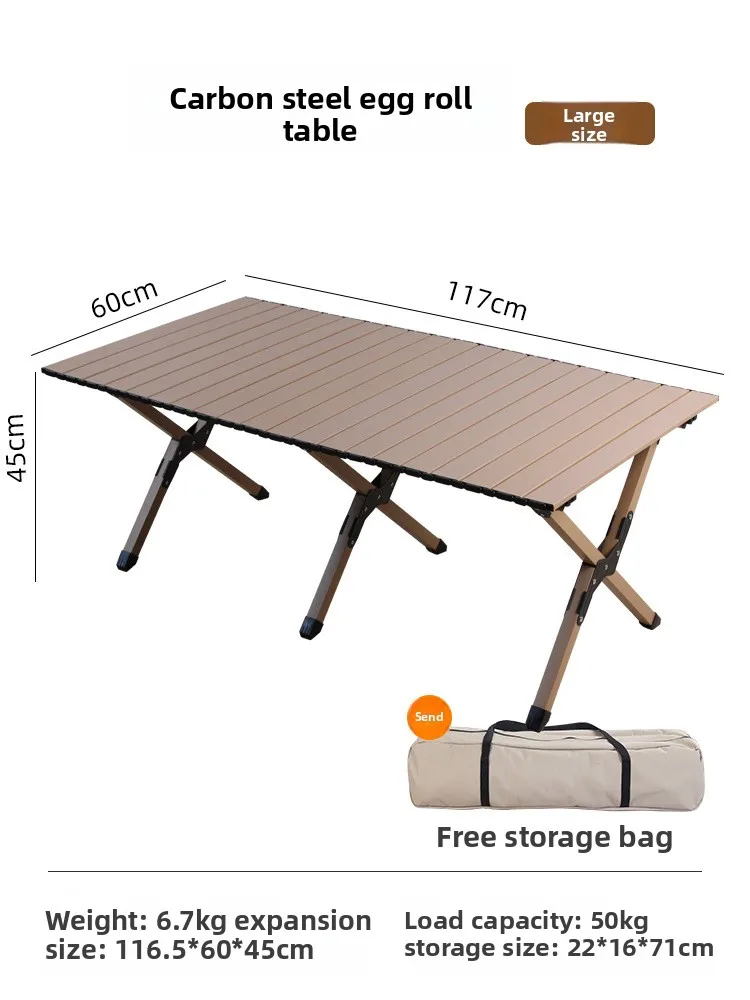

# Y Outdoor Folding Table Carbon Steel Alloy Egg Roll Chairs Camping Picnic Portable Full Set Equipment Mail Packing Y