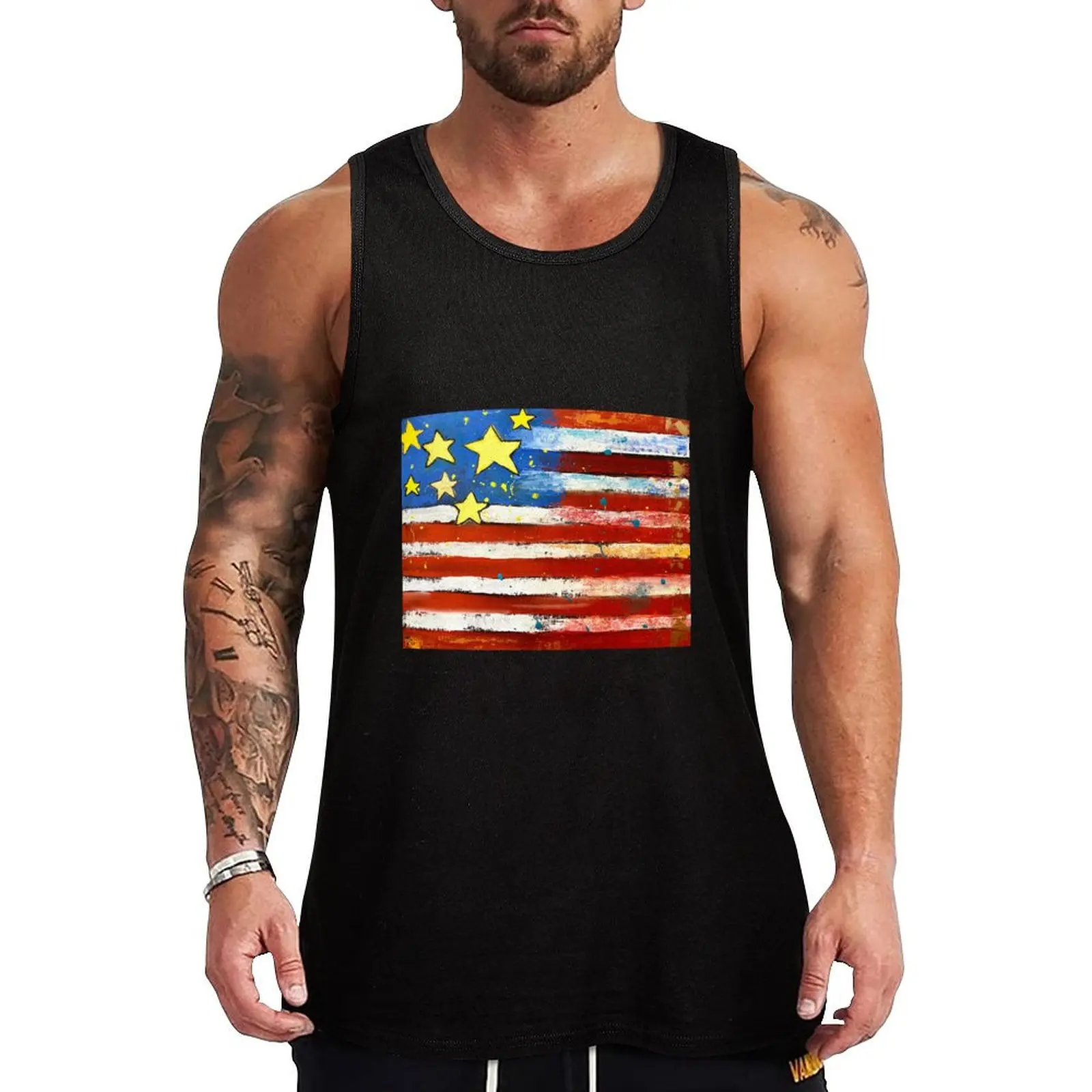 Star Spangled Banner Tank Top singlet for men t shirt gym basketball