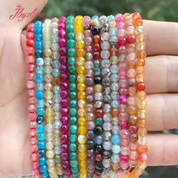 4mm Natural Agate Faceted Round Spacer Loose Stone Beads For DIY Jewelry Making Necklace Strand 15