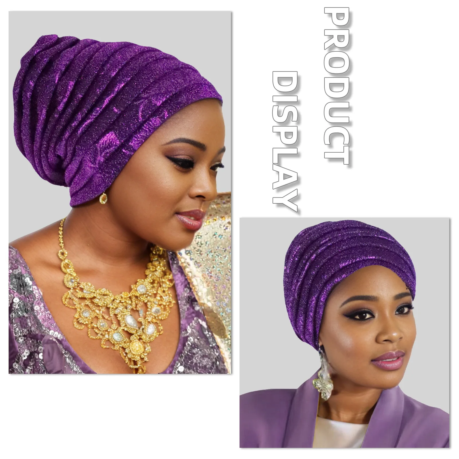 Glitzernde Ganzkörper-Turban-Kappe für Frauen, 2025, Damen-Kopfwickel, muslimisches Kopftuch, Hut, Turbante Mujer, afrikanische Kopfbedeckung – Detail 18