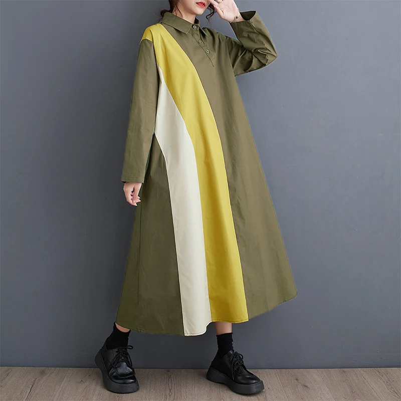 Vestido Csero Informal de Diseño Sensacional para Mujer, Talla ande, Nuevo Vestido de Otoño con Estilo Vintage, Falda La...