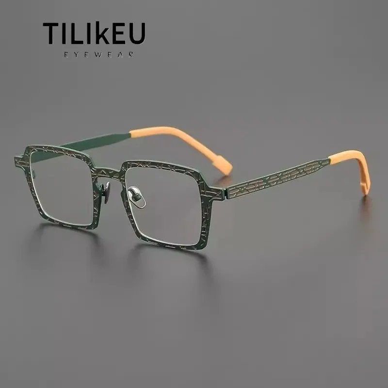 

Vintage Designer Handmade Pure Titanium Eyeglasses Frames Men and Women Ultra-light Square Full-Rim Prescription Glasses Frames