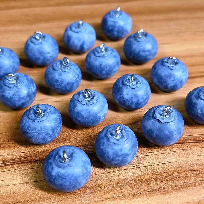 10Pcs 3D Small Blueberry Resin Charms Cute Simulated Fruit Food Pendant DIY For Earring Necklace Jewelry Make Accessory