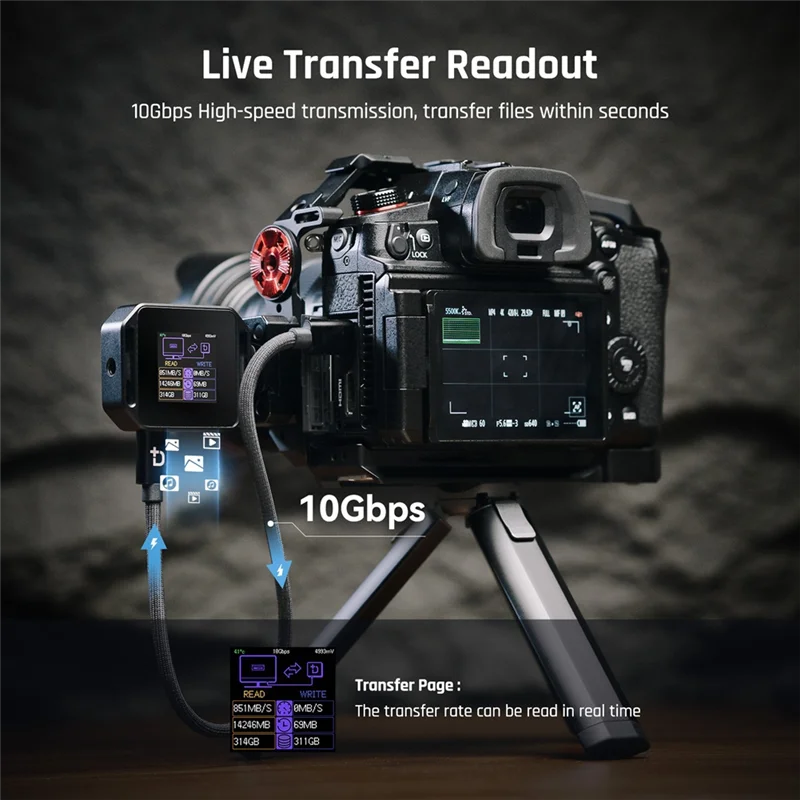 Gabinete ssd de bolso bem feito 2230 m.2 nvme com furos de parafuso de 1/4 Polegada display lcd usb tipo-c 3.2 gen2 10gbps fotografia editio