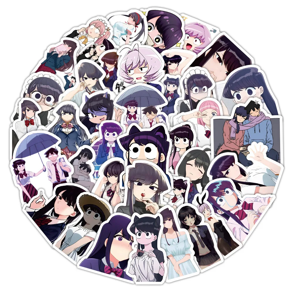 AliExpress Bandai 60PCS Japan Anime Komi Can't Communicate Sticker Fun Decorative Doodle Waterproof Decal Toys DIY Water Cup Notebook Bike Desk