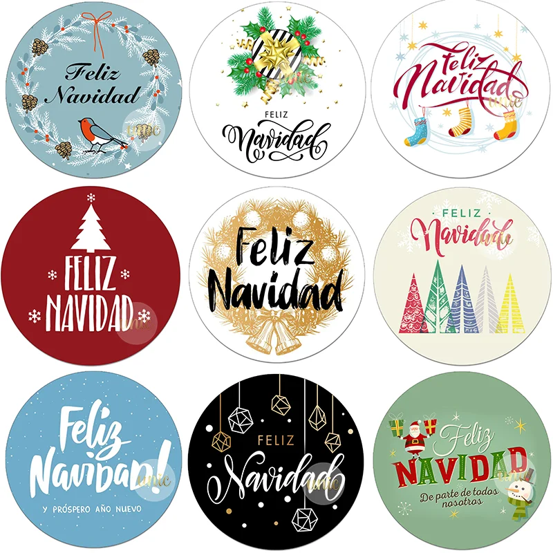 Feliz Navidad Christmas Español Merry Christmas Stickers Labels Decorative Stickers Wrapping Gift Box Self-adhesive Label