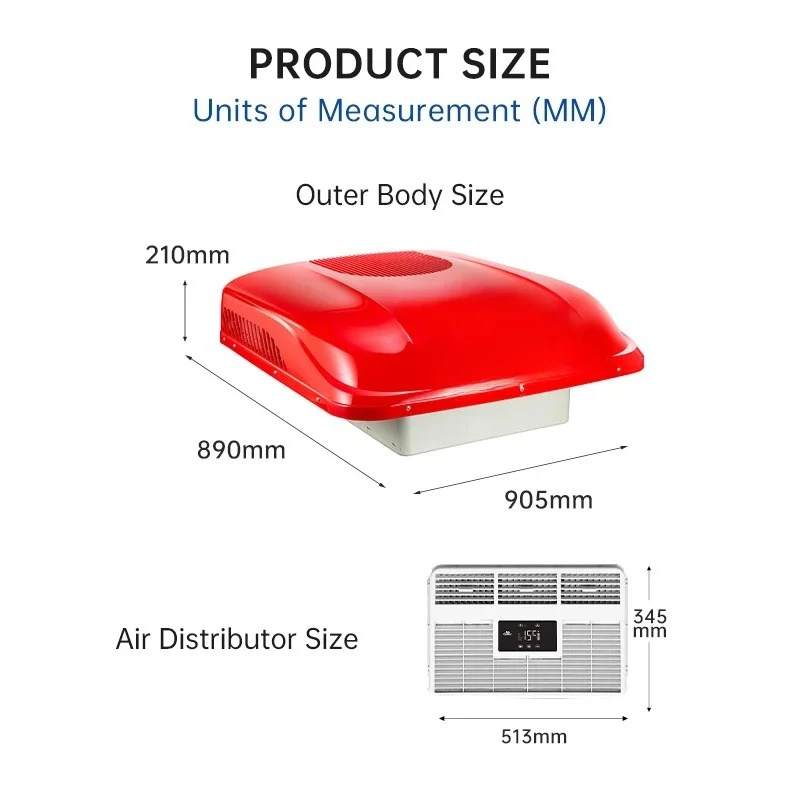 For RS33 12 Volt 24V Roof-Mounted Parking Air Conditioner for Van Truck Cabin Air Conditioning Systems