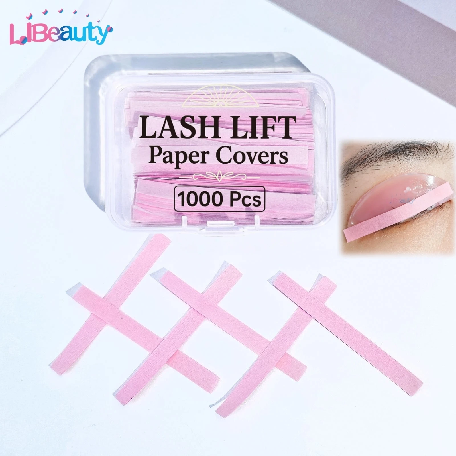 Libeauty Strips 1000 Stück Wimpernlifting-Papierstreifen – Verbesserte Version für Plastikfolie, Lifting-Bänder, einfach anzuwendende Papiere, Wimpernlifting-Zubehör und Werkzeug