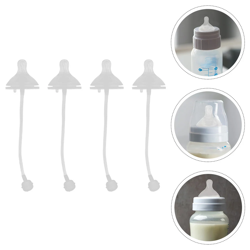 

4 Pcs Silicone Straw Nipples Weighted Spill Proof Tops for Baby Bottles Safe Learn Lightweight Practical Use