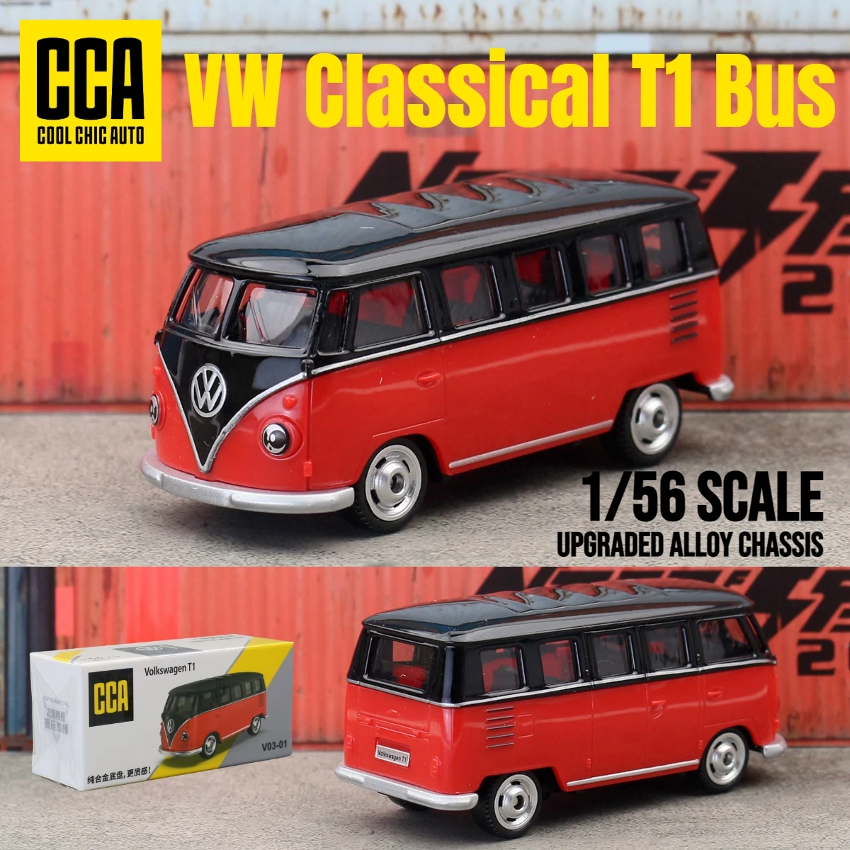 1/56 Volkswagen T1 Bus Toy Car Model CCA MSZ 1:64 Diecast