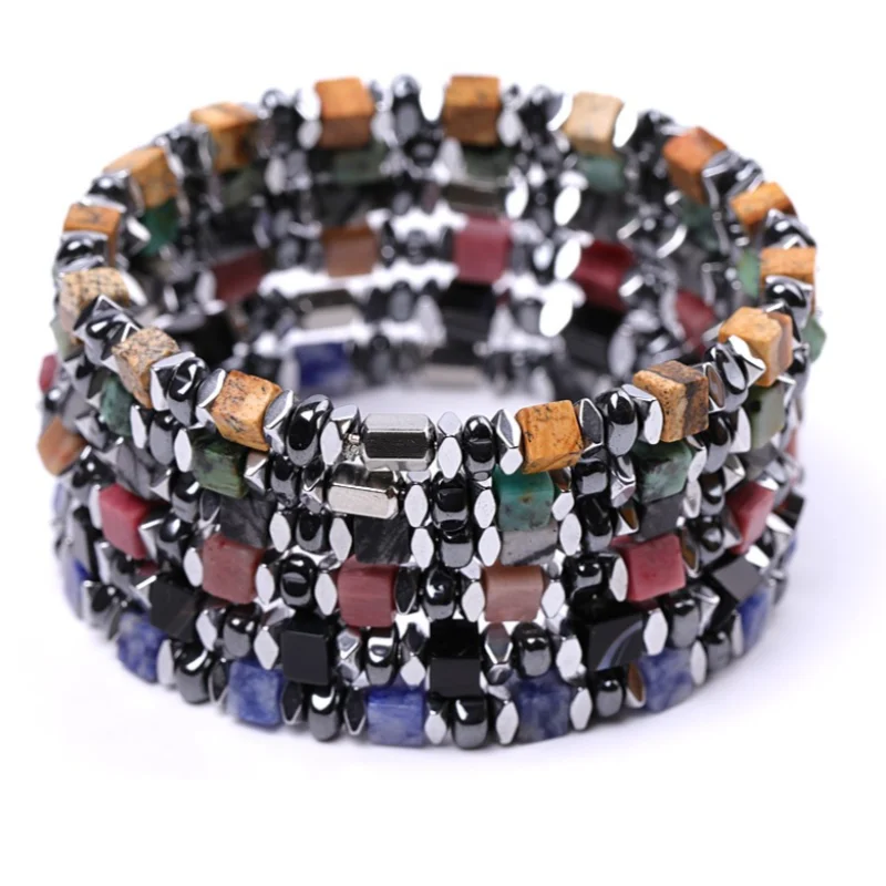 10pcs Healing Energy 4mm Natural Stone Beads Bracelet Women Hematite Steel Strand Friendship Health Protection Yoga Soul Jewelry