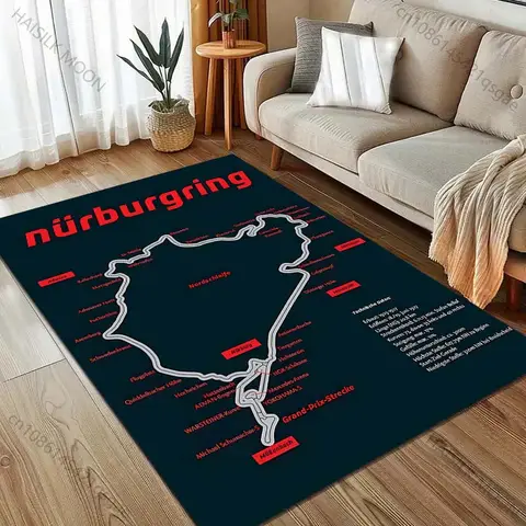 1PC Nurburgring F1 국제 트랙 카펫 거실 홈 장식 침실 대형 지역 빨 러그에 대 한 미끄럼 바닥 매트