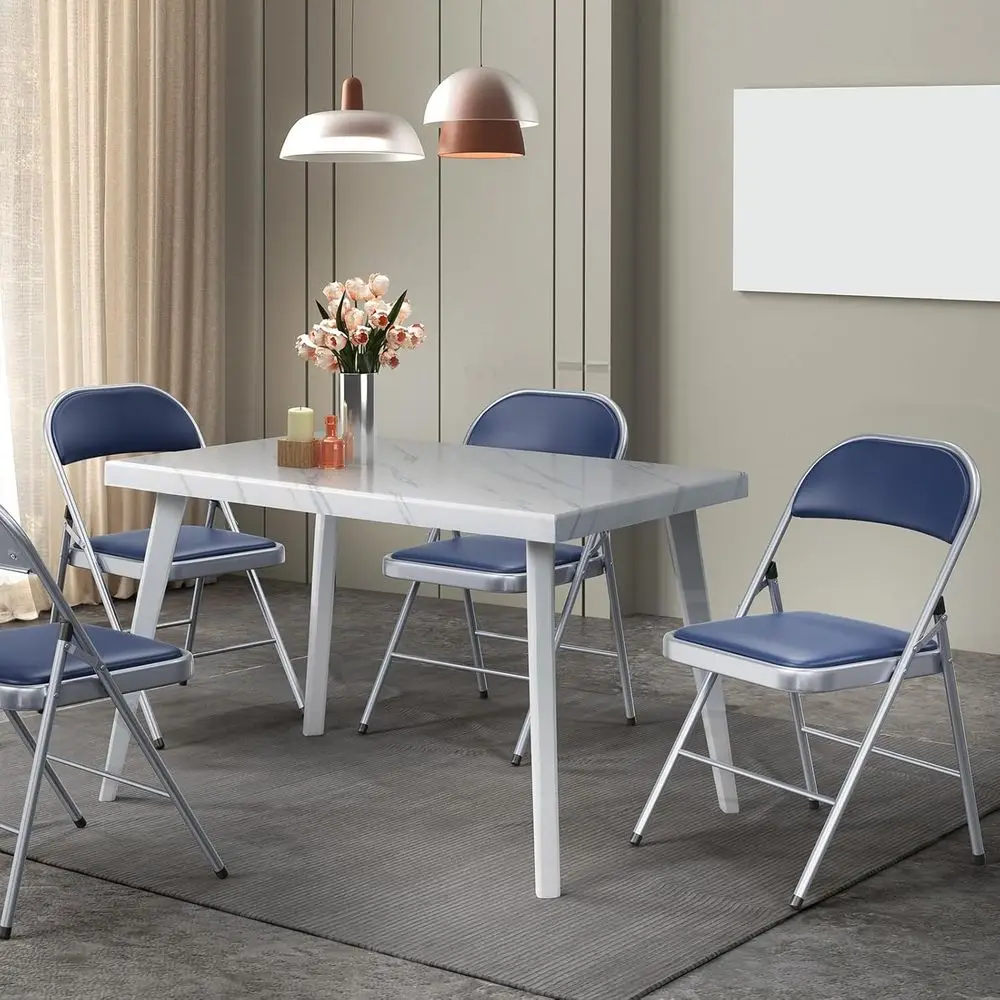 10 Pack olding Chairs with Padded Seats, Metal e with Pu Leather Seat & Back, acity 350 lbs, Blue