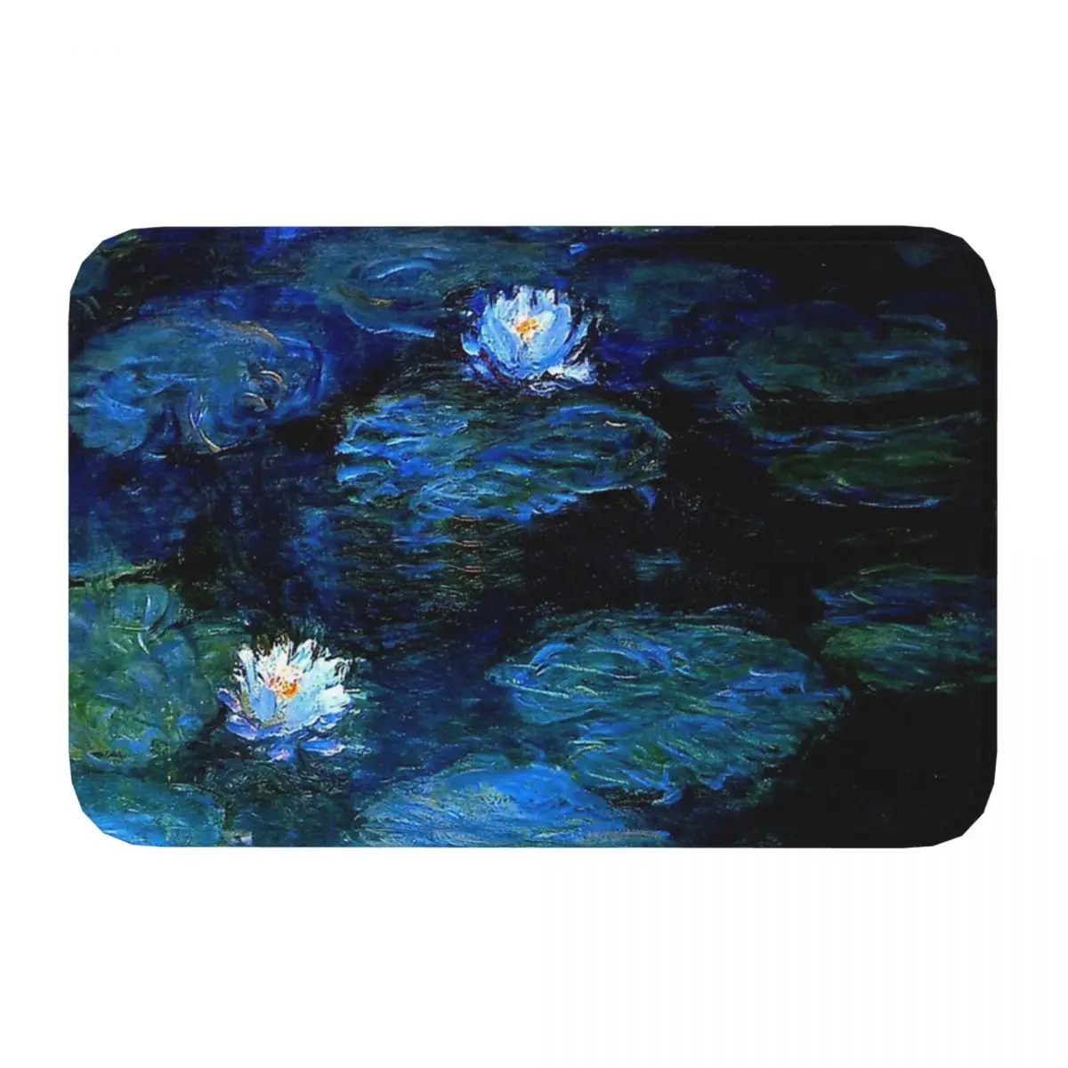 Impressionism Art Non-slip Doormat Living Room Mat Water Lilies Monet Deep Blue Balcony Carpet Entrance Door Rug